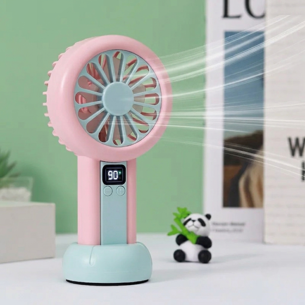 Portable Rechargeable Mini Handheld Fan with Digital Display – USB Cooling Fan (3