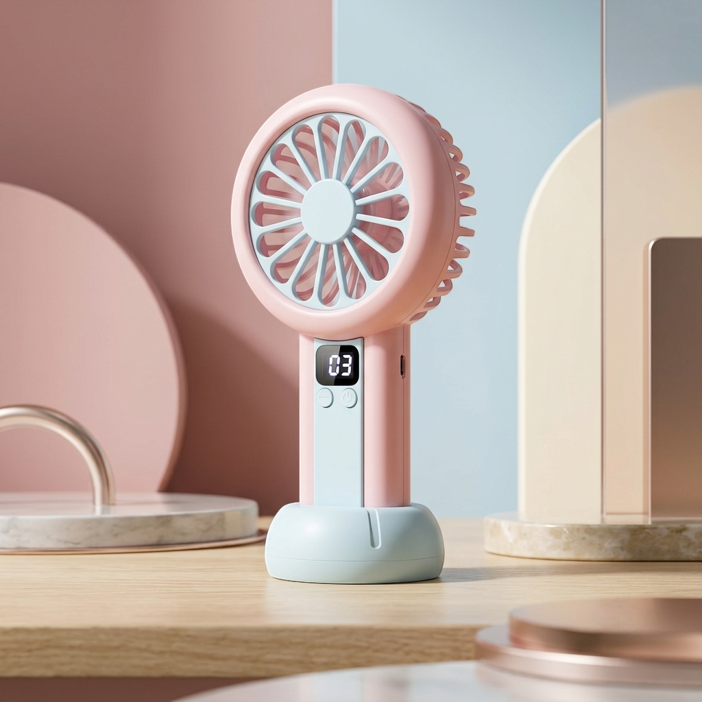 Portable Rechargeable Mini Handheld Fan with Digital Display – USB Cooling Fan (3