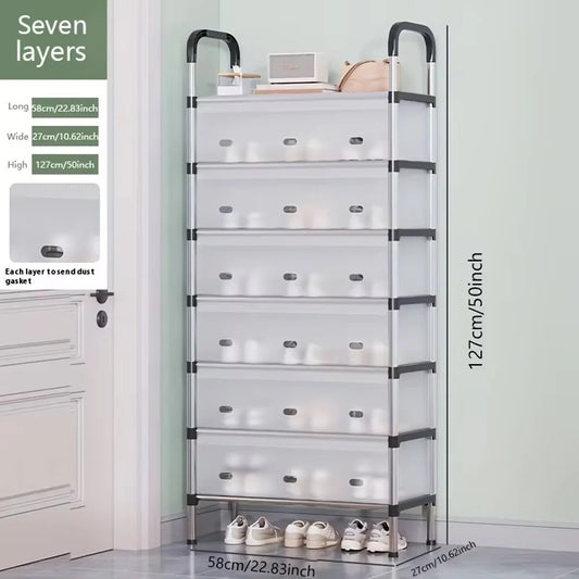 7 Layer Foldable Shoe Rack Organizer – Dustproof Multi-Tier Storage Cabinet
