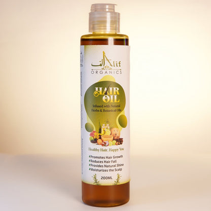 Alif Organics Herbal Hair Oil 200ml – Natural Herbs & Botanical Oils for Strong, Healthy & Shiny Hair