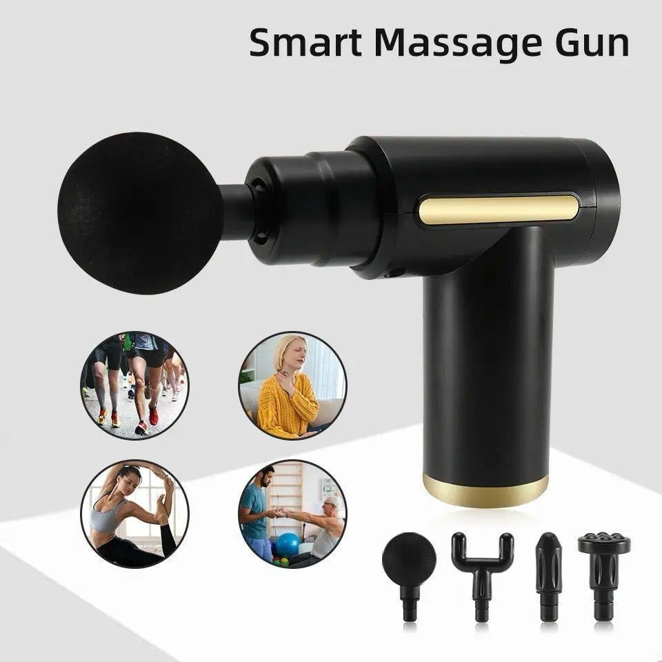 Smart Massage Gun – Deep Tissue Muscle Massager with 4 Massage Heads | Portable Percussion Massager