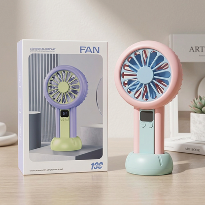 Portable Rechargeable Mini Handheld Fan with Digital Display – USB Cooling Fan (3