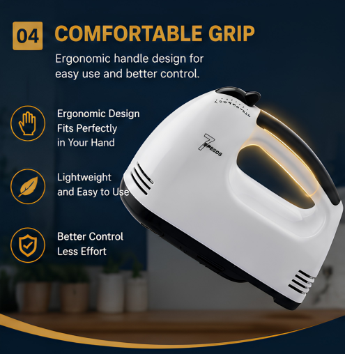 260W Electric Hand Mixer – Multi-Speed Kitchen Beater for Baking & Cooking