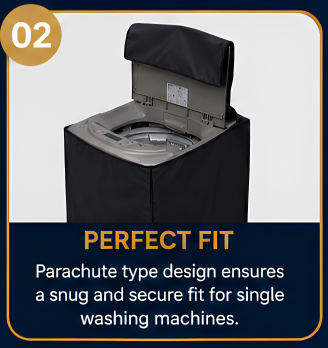 Single Washing Machine Cover – Waterproof Parachute Fabric Dustproof Top Load Washing ProtectorMachine