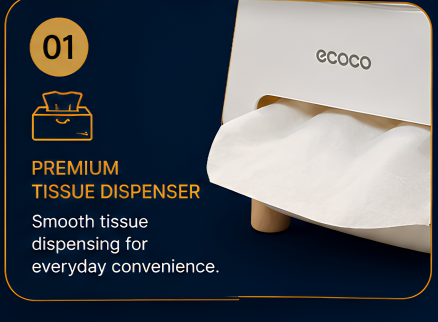 ECOCO Multifunctional Tissue Box Organizer – Premium Desktop Tissue Holder with StorageCompartments for Home & Office