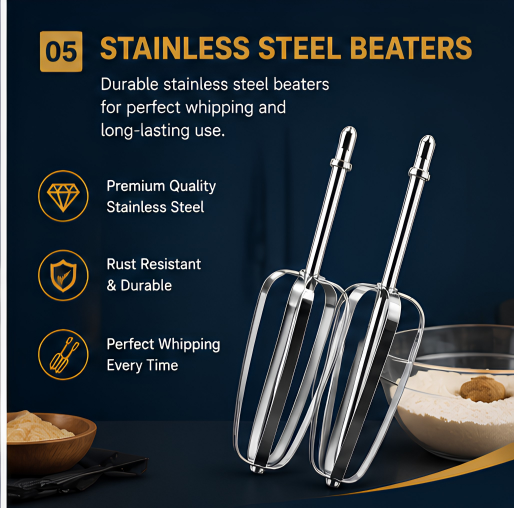 260W Electric Hand Mixer – Multi-Speed Kitchen Beater for Baking & Cooking