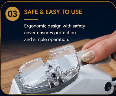 Professional Electric Knife Sharpener – Fast Blade Sharpener with Safety Cover for Kitchen KnScissorsKeep your kitchen knives razor-sharp with the Electric Knife Sharpener. Designed with a protective safetyives
