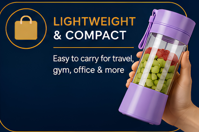 Portable USB Rechargeable Mini Blender Bottle – Personal Smoothie & Juice Maker – LightweiCompact Travel Blenderght &