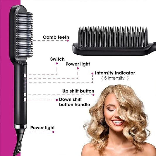 Electric Hair Straightening Comb – Fast Heating Hair Straightener Brush with Temperature Control